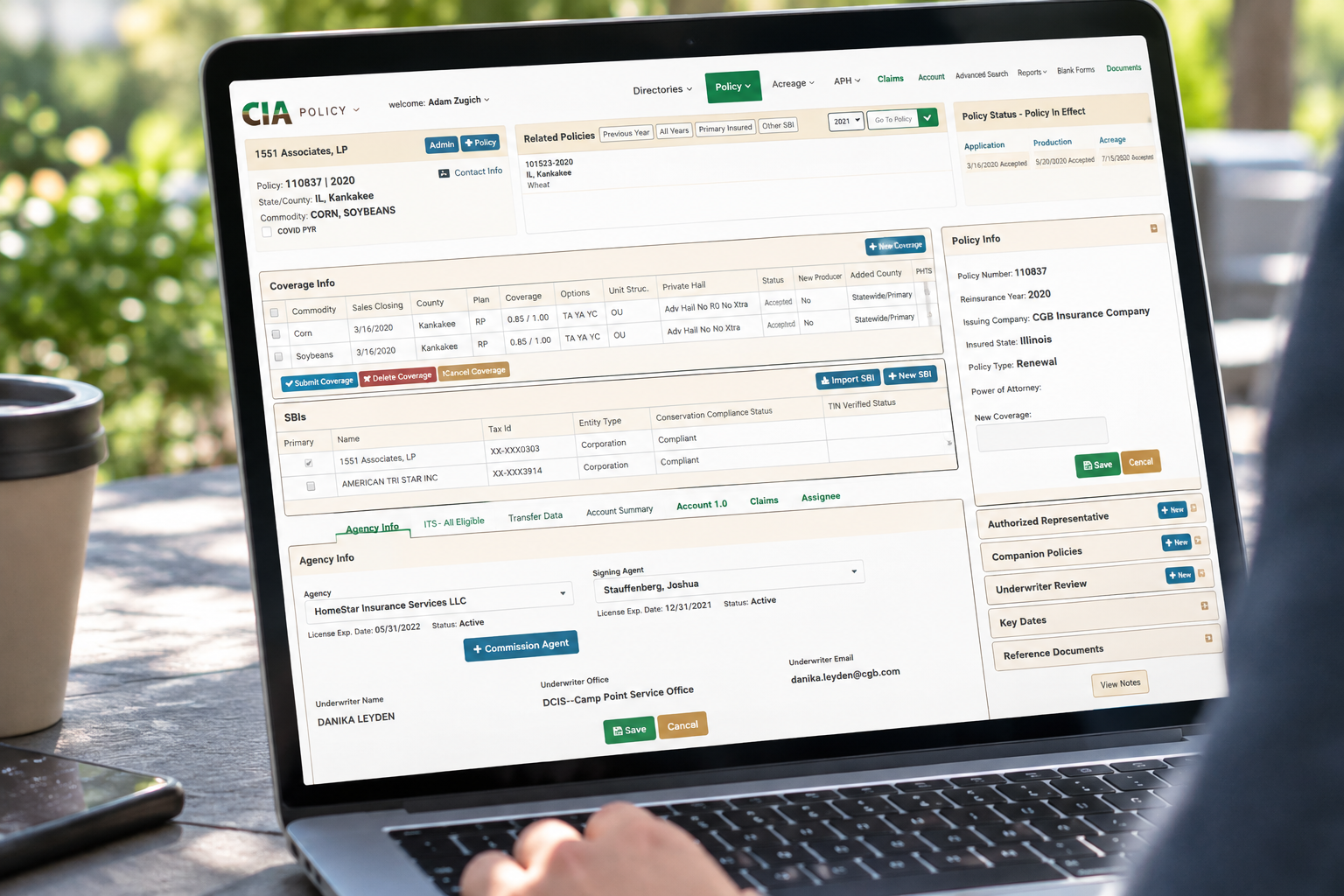 Representative interface for Enterprise Application Complete Redesign